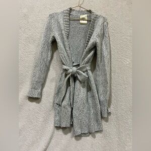 Grey vintage Old Navy lambswool and rabbit hair cardigan w/ tie belt size medium